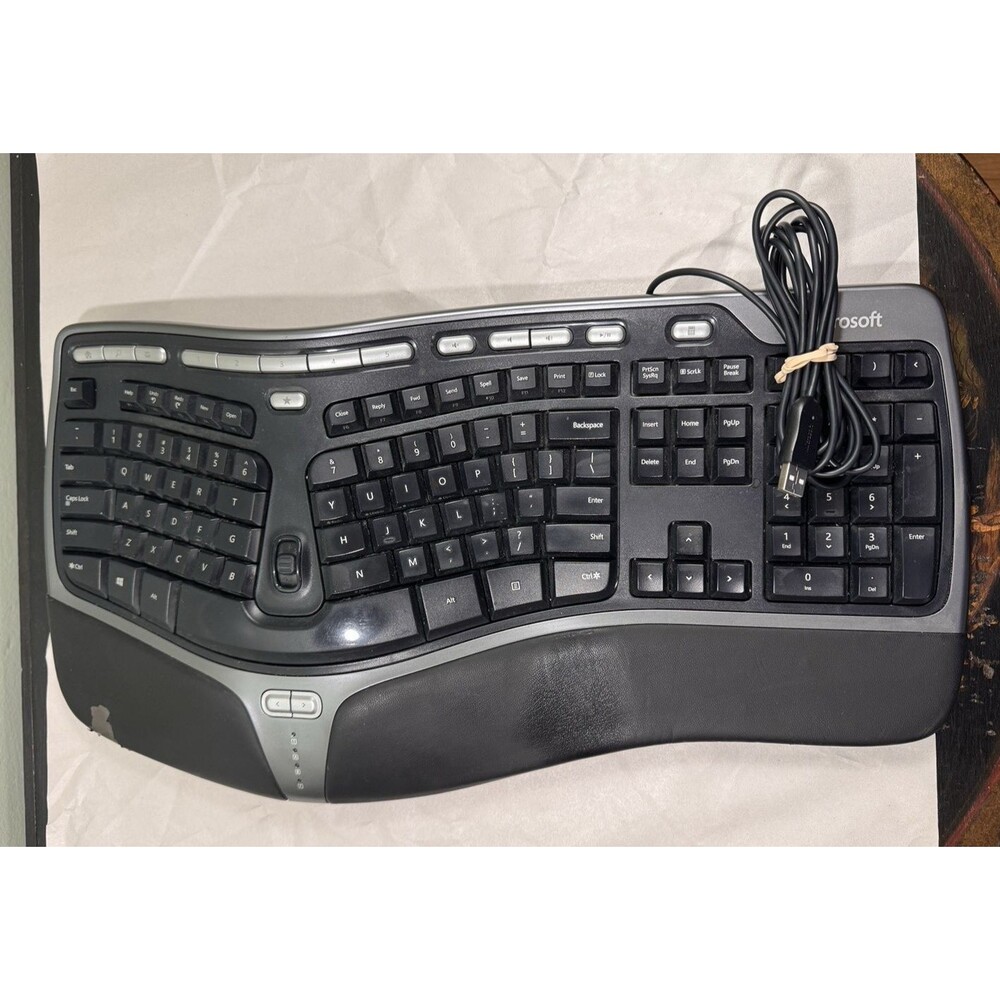 Microsoft Natural Ergonomic Keyboard 4000 V1.0 KU-0462 Black Wired USB Tested